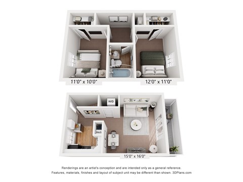 2 bed 1 bath A at Staples Mill Townhomes Apartments, Richmond, VA, 23228